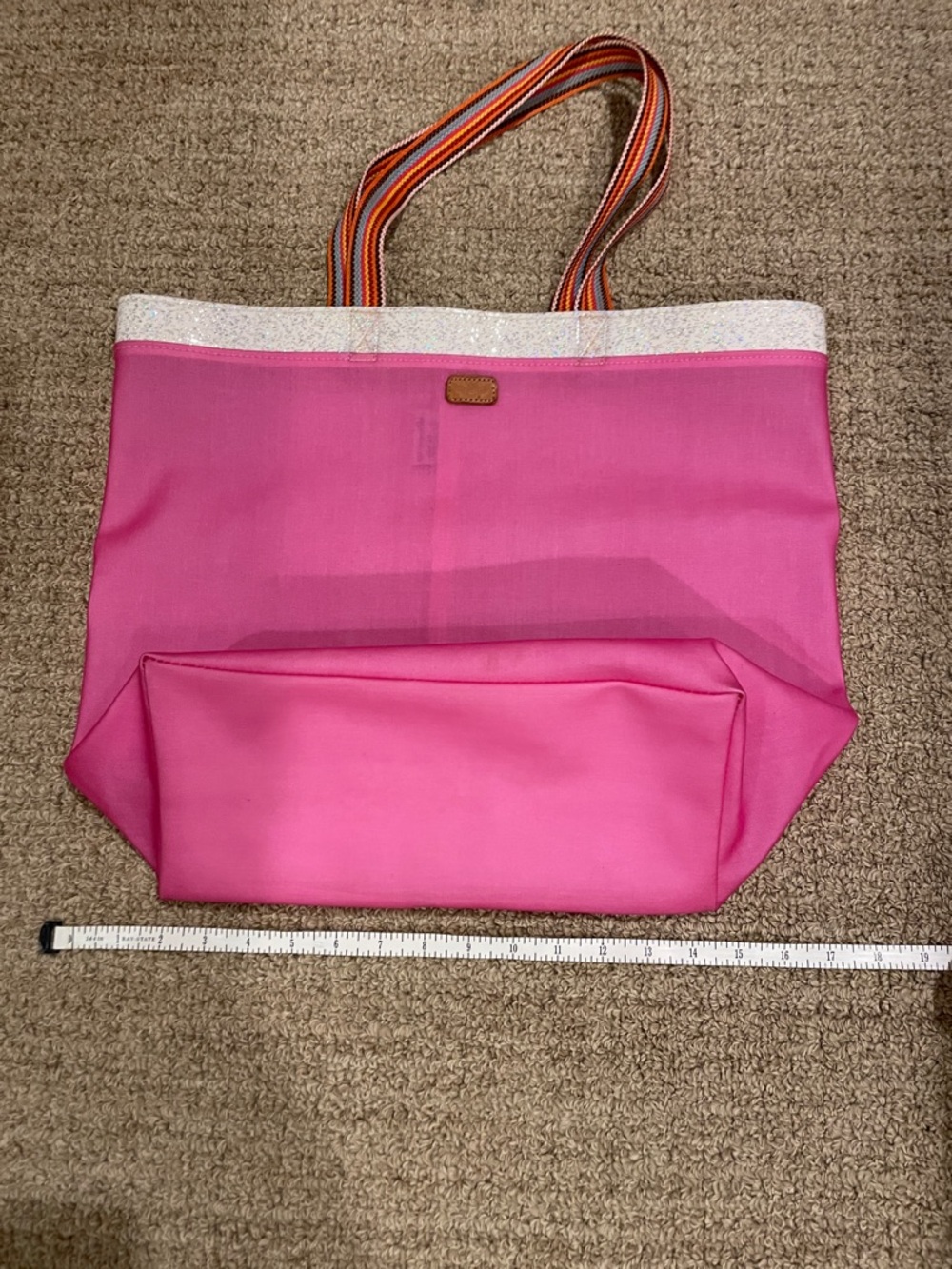Consuela, Pink Canvas Tote Bag with Striped Handles